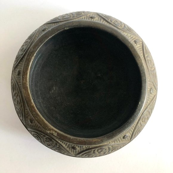 Vintage 30s Tokanabe Pottery Japanese Bonsai Dish Footed Embossed Planter Bowl - Picture 3 of 10